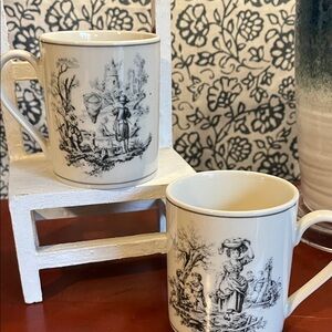Toile Ceramic Mug - White with Black Toile Illustration